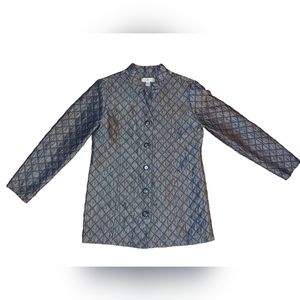 Coldwater Creek Dark Gray Metallic Quilted Lightweight Button-Up Jacket, Size PL
